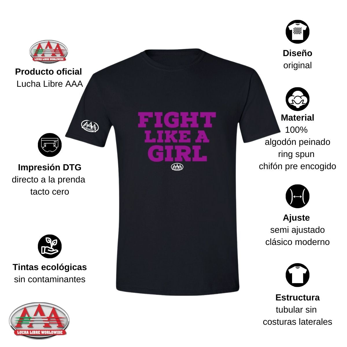 Playera Deportiva Hombre Lucha Libre AAA Fight Like A Girl