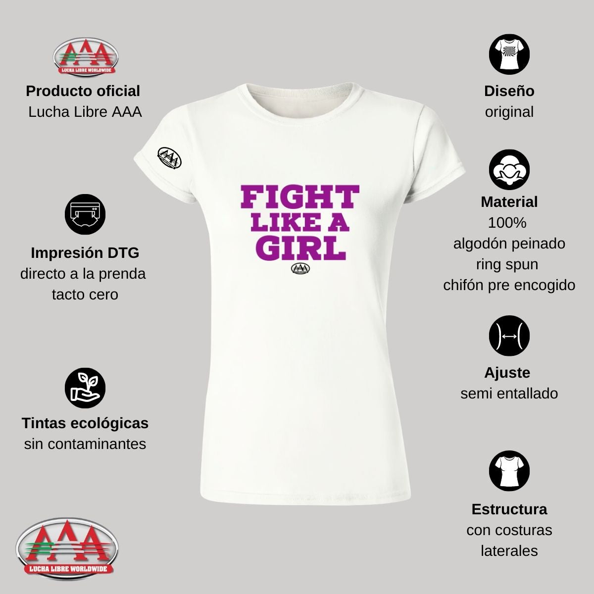 Playera Mujer Lucha Libre AAA Fight Like A Girl