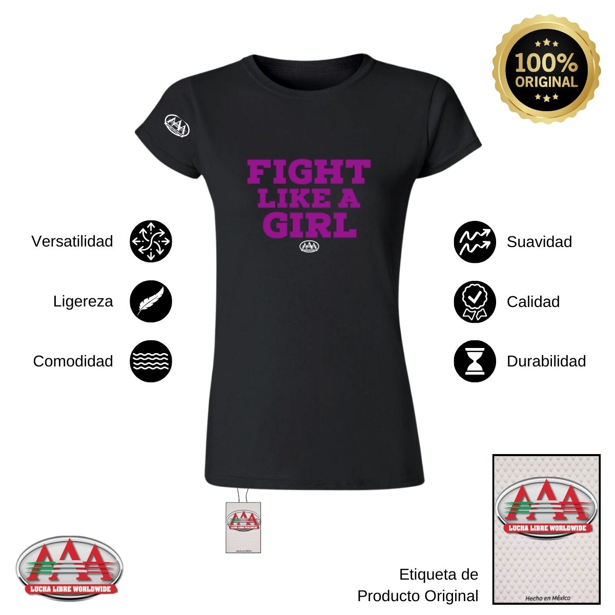 Jersey Playera Lucha Libre AAA Mujer Fight Like A Girl