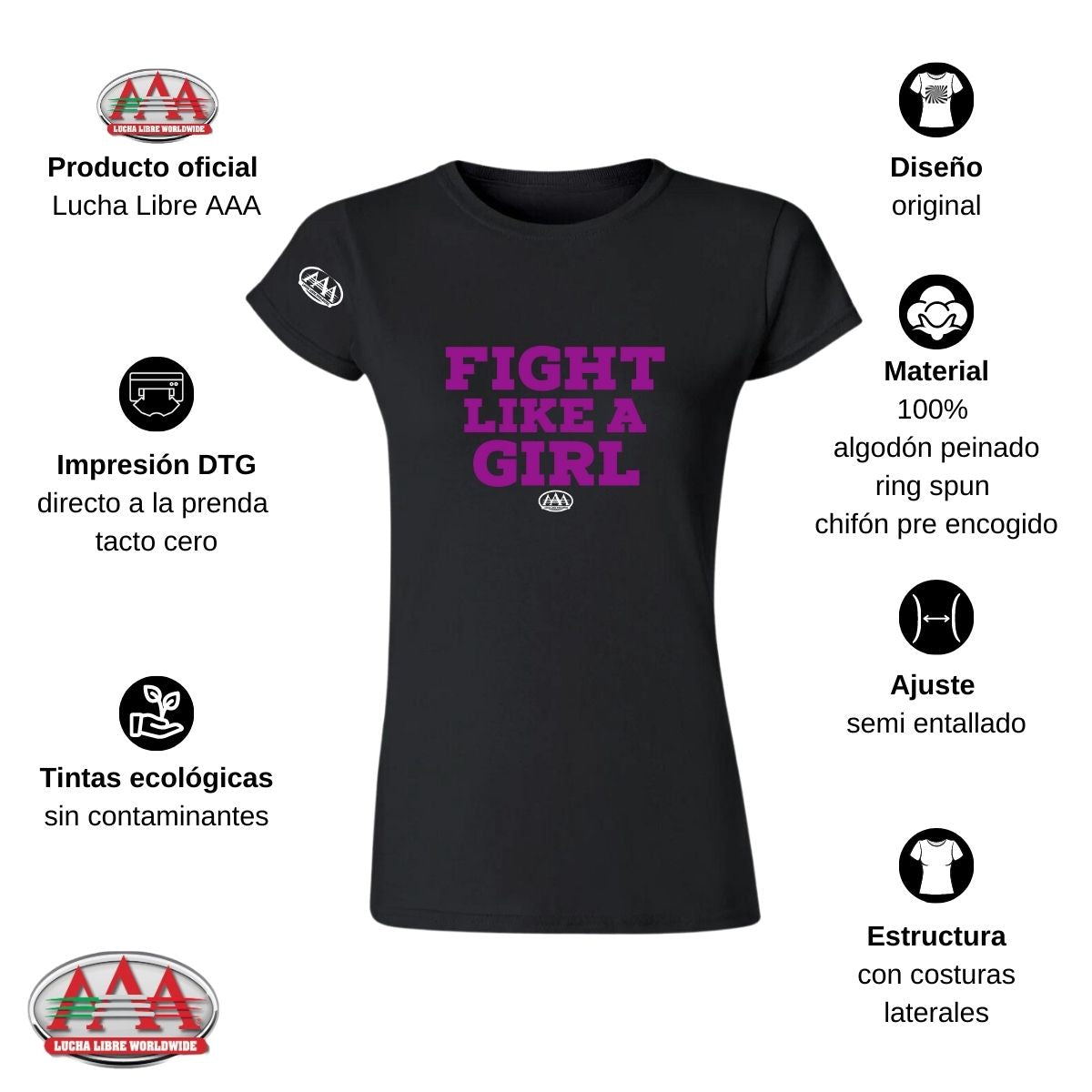 Jersey Playera Lucha Libre AAA Mujer Fight Like A Girl