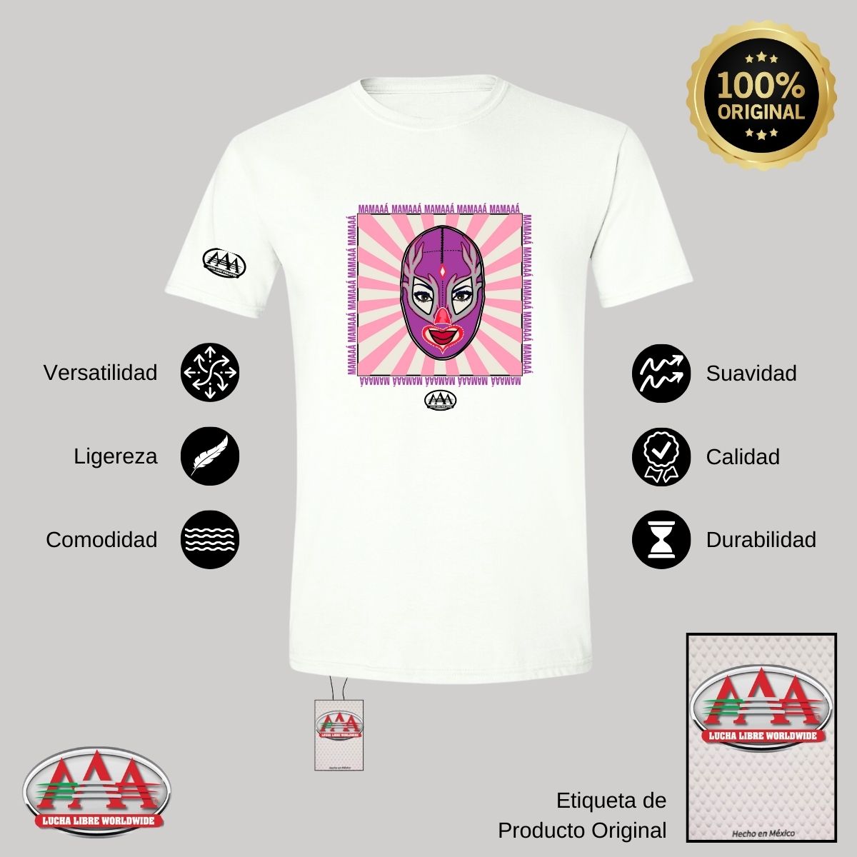 Playera Hombre Lucha Libre AAA Mamá Lucha Libre