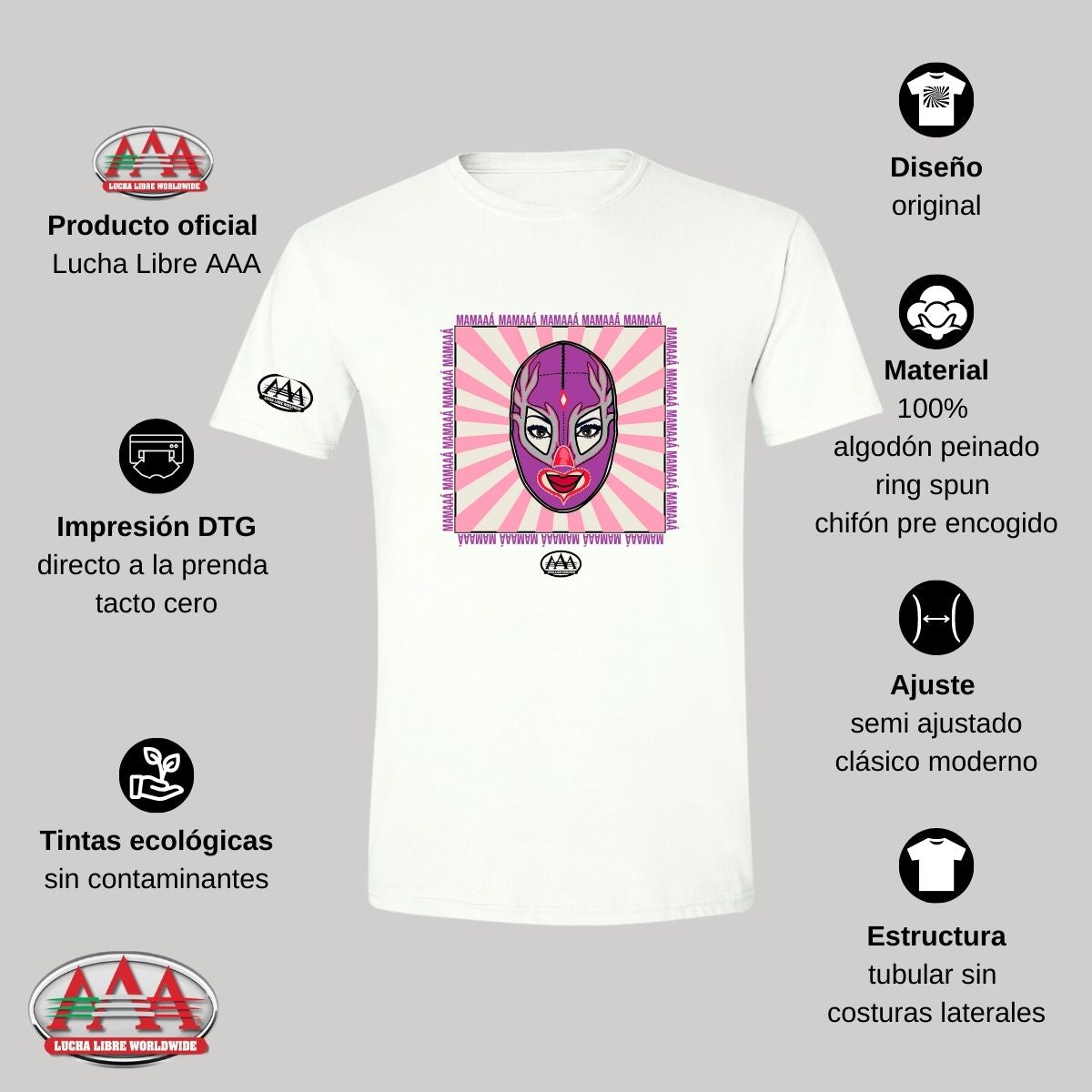 Playera Deportiva Hombre Lucha Libre AAA Mamá Lucha Libre