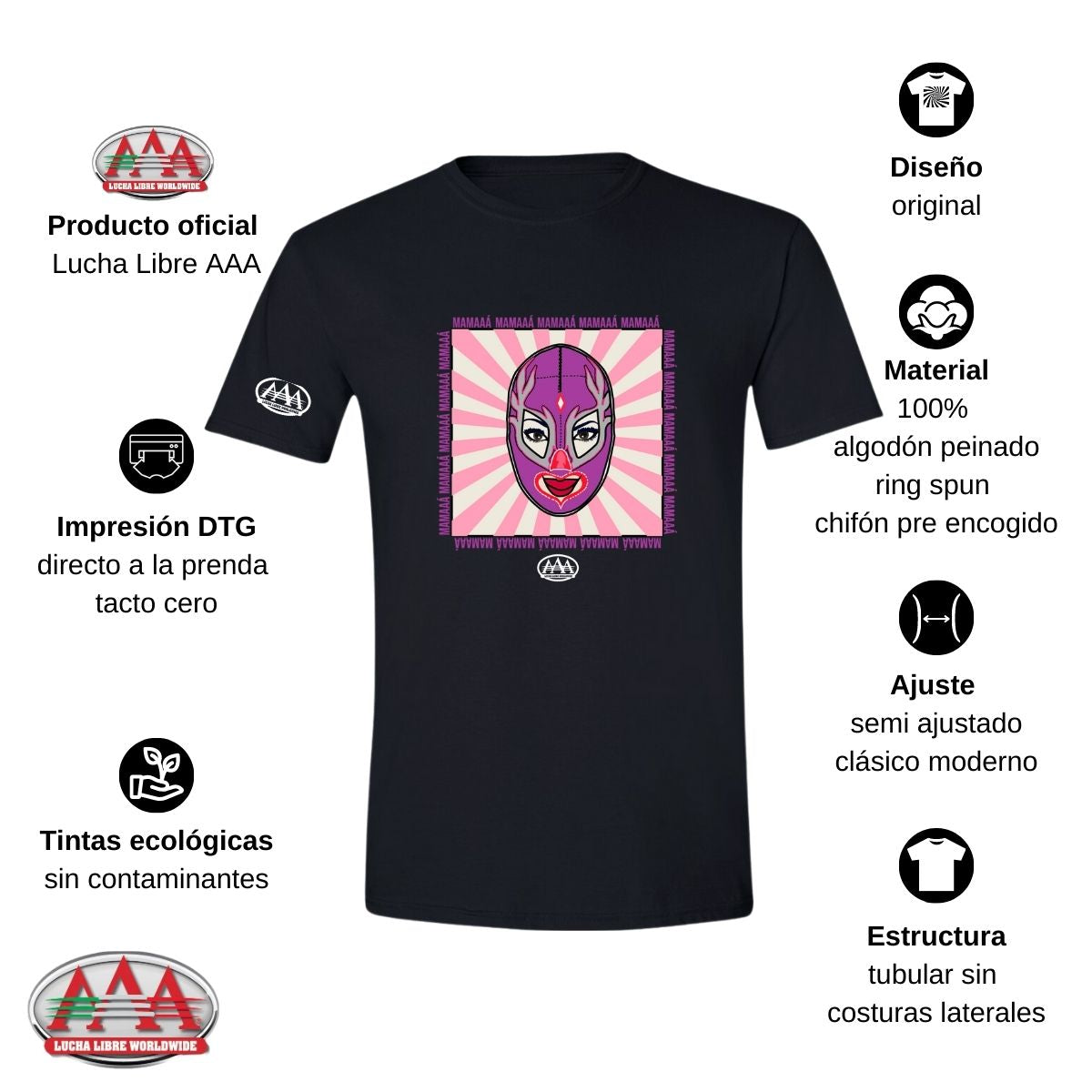 Playera Deportiva Hombre Lucha Libre AAA Mamá Lucha Libre