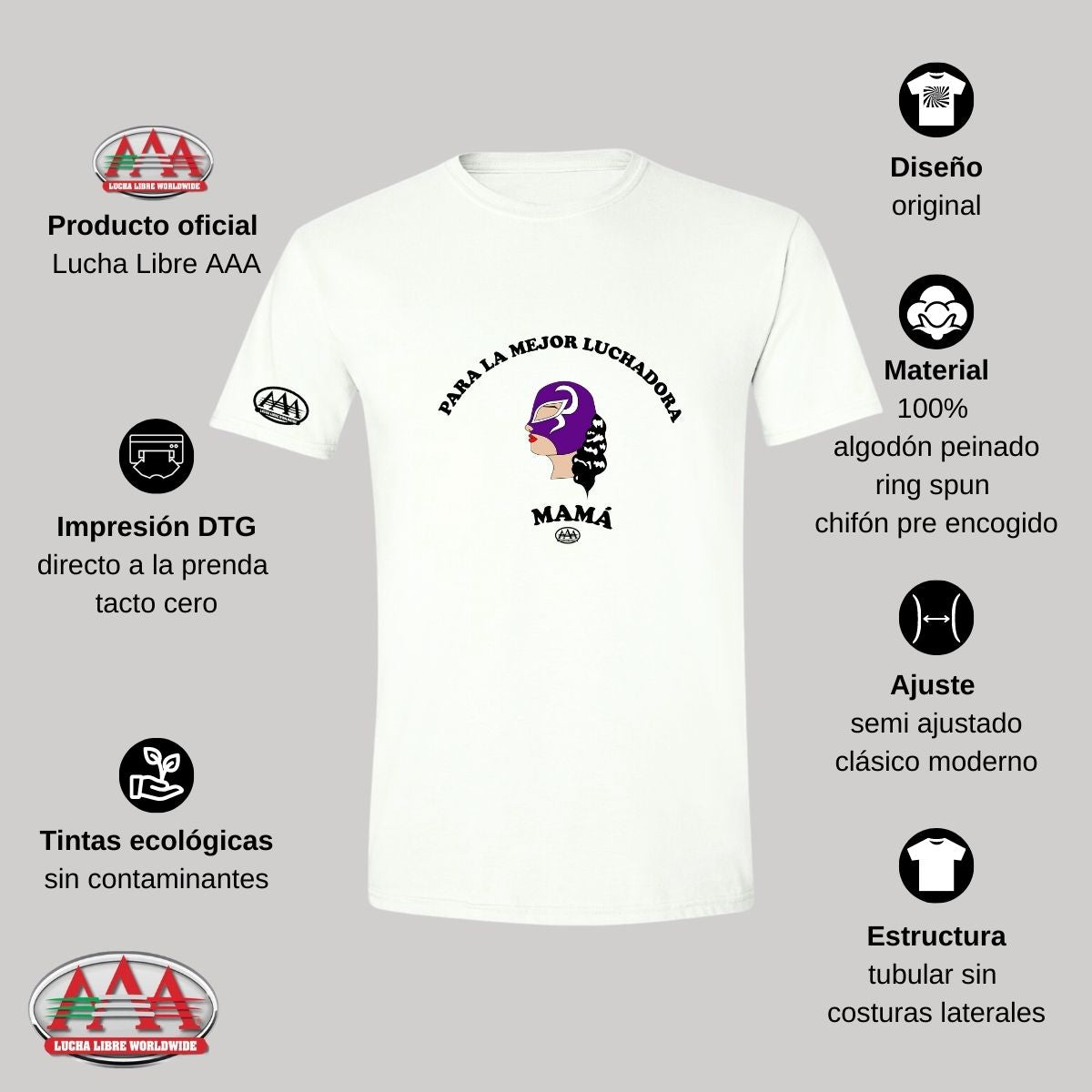 Playera Deportiva Hombre Lucha Libre AAA Mamá Luchadora