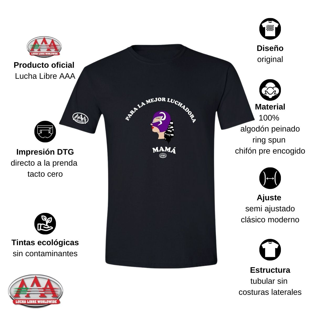 Playera Deportiva Hombre Lucha Libre AAA Mamá Luchadora