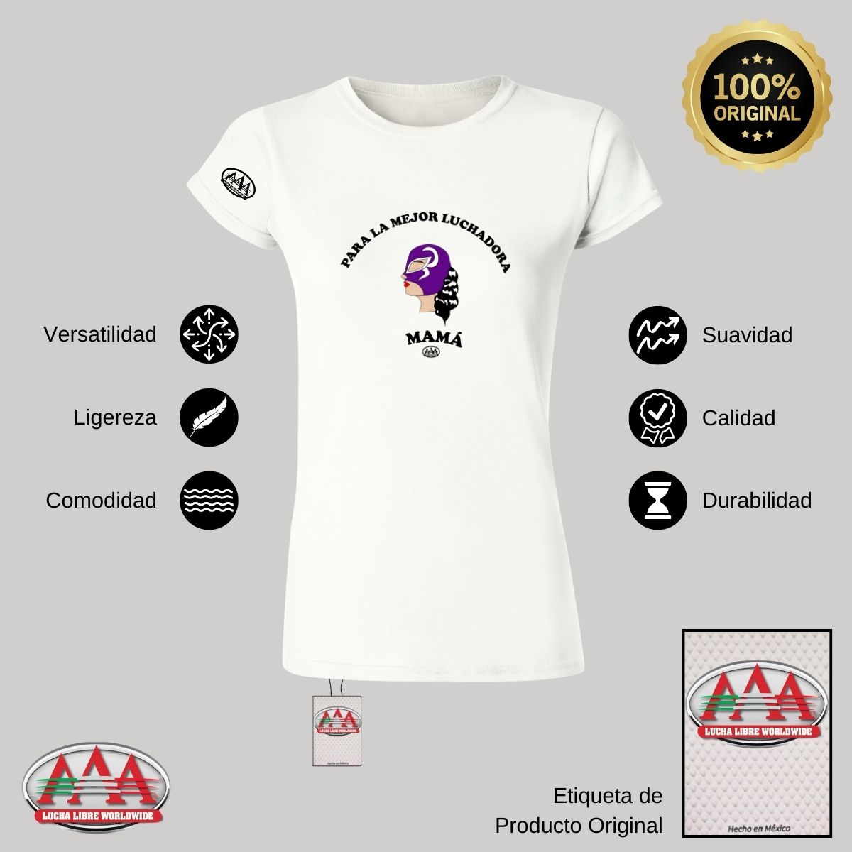 Playera Deportiva Mujer Lucha Libre AAA Mamá Luchadora