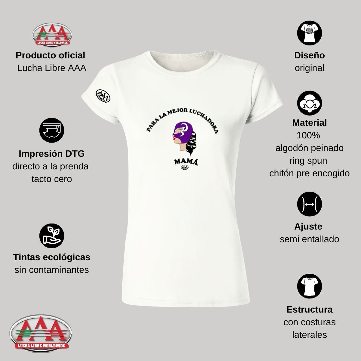 Jersey Playera Lucha Libre AAA Mujer Mamá Luchadora