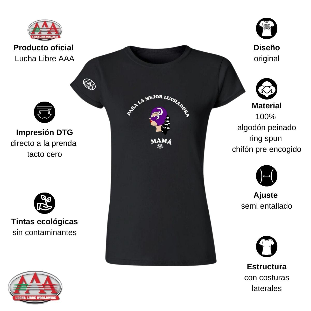 Jersey Playera Lucha Libre AAA Mujer Mamá Luchadora