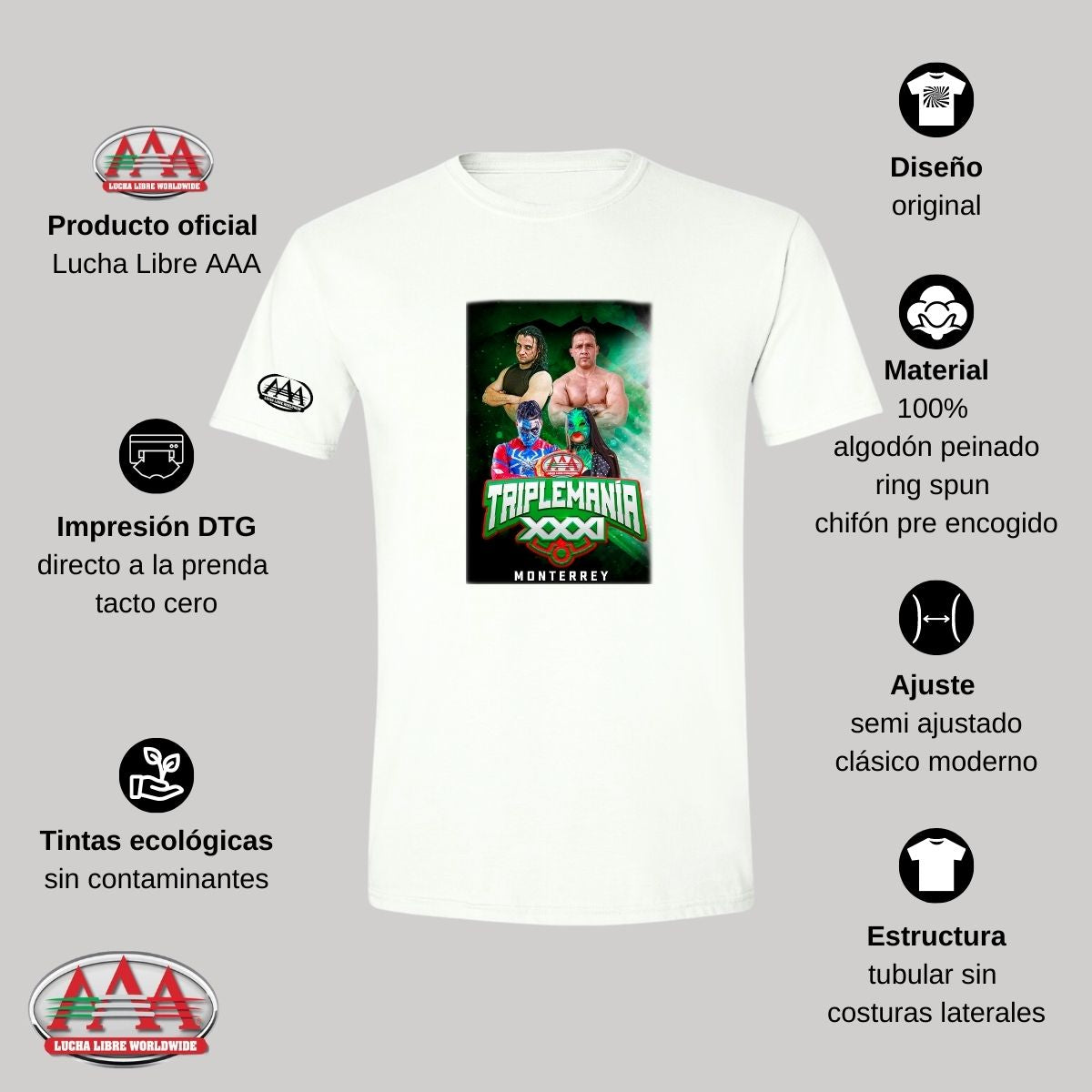 Playera Deportiva Hombre Lucha Libre AAA Triplemanía Mty 31