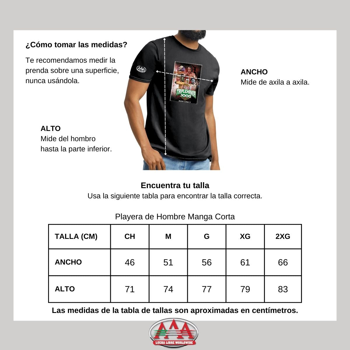 Playera Hombre Deportiva Lucha Libre AAA Mty Triplemanía 31