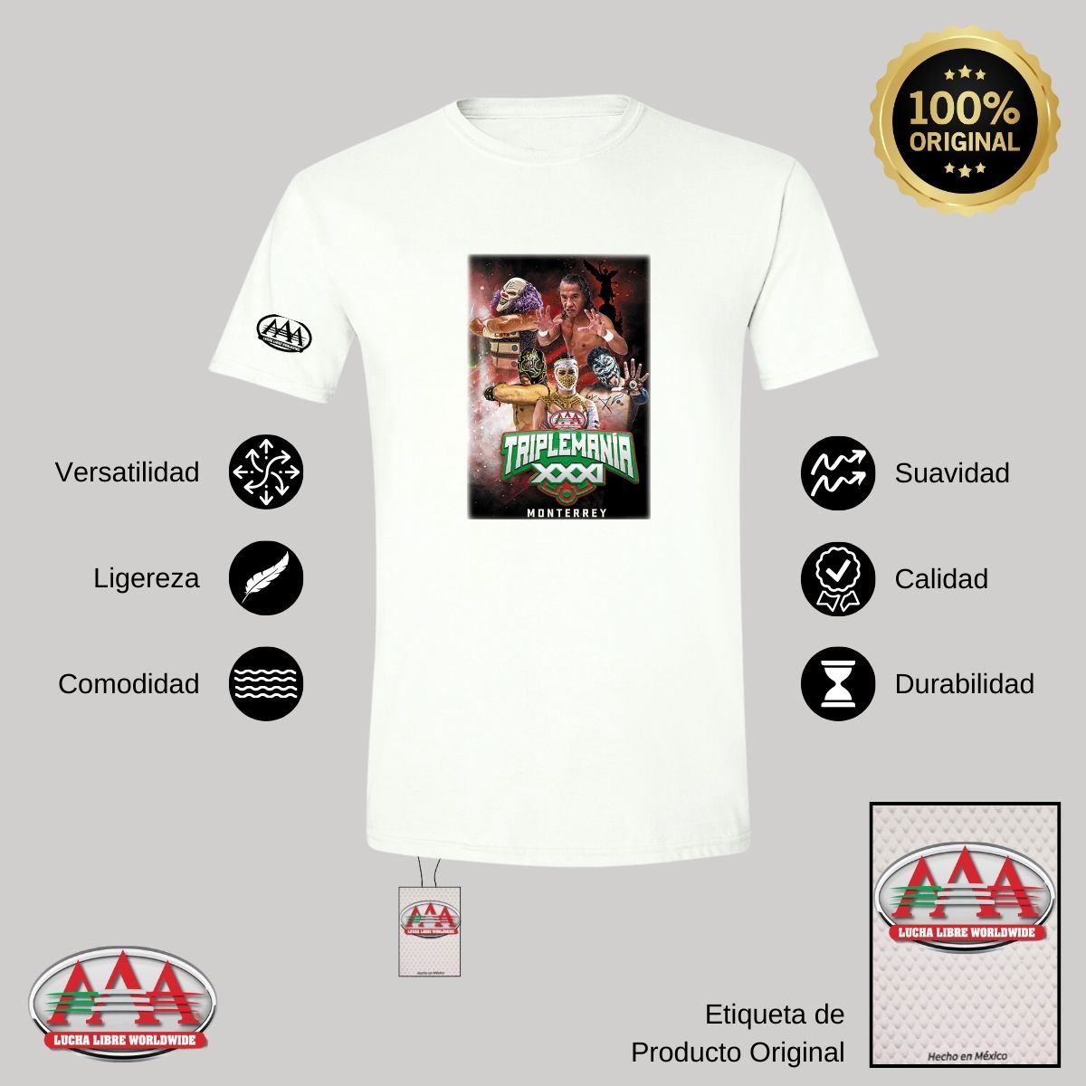 Playera Hombre Deportiva Lucha Libre AAA Mty Triplemanía 31