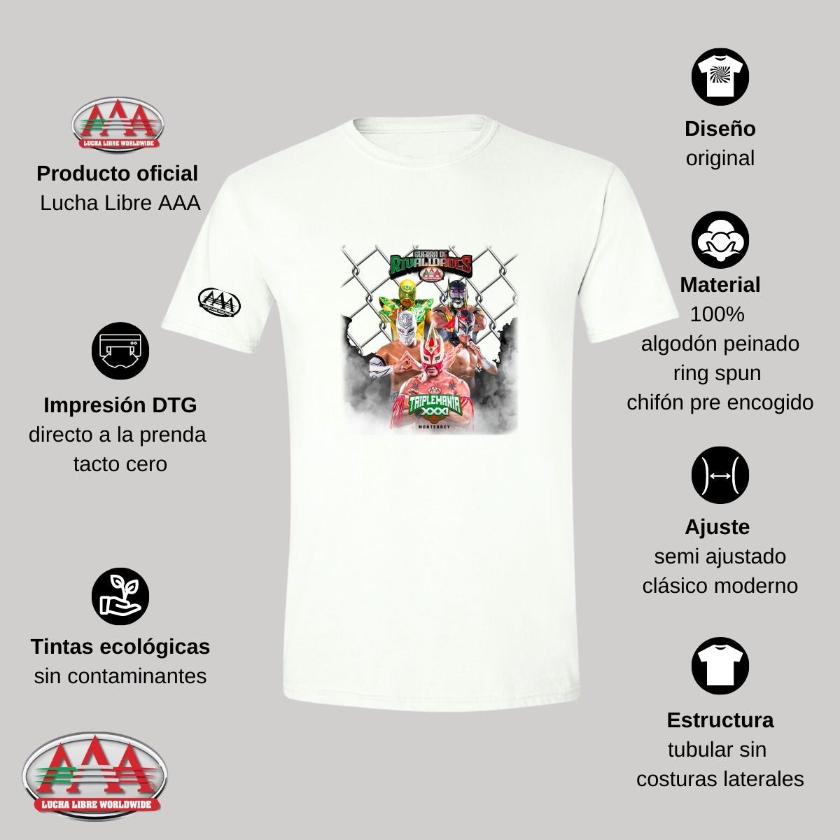 Playera Hombre Deportiva Lucha Libre AAA Triplemanía Mty 31