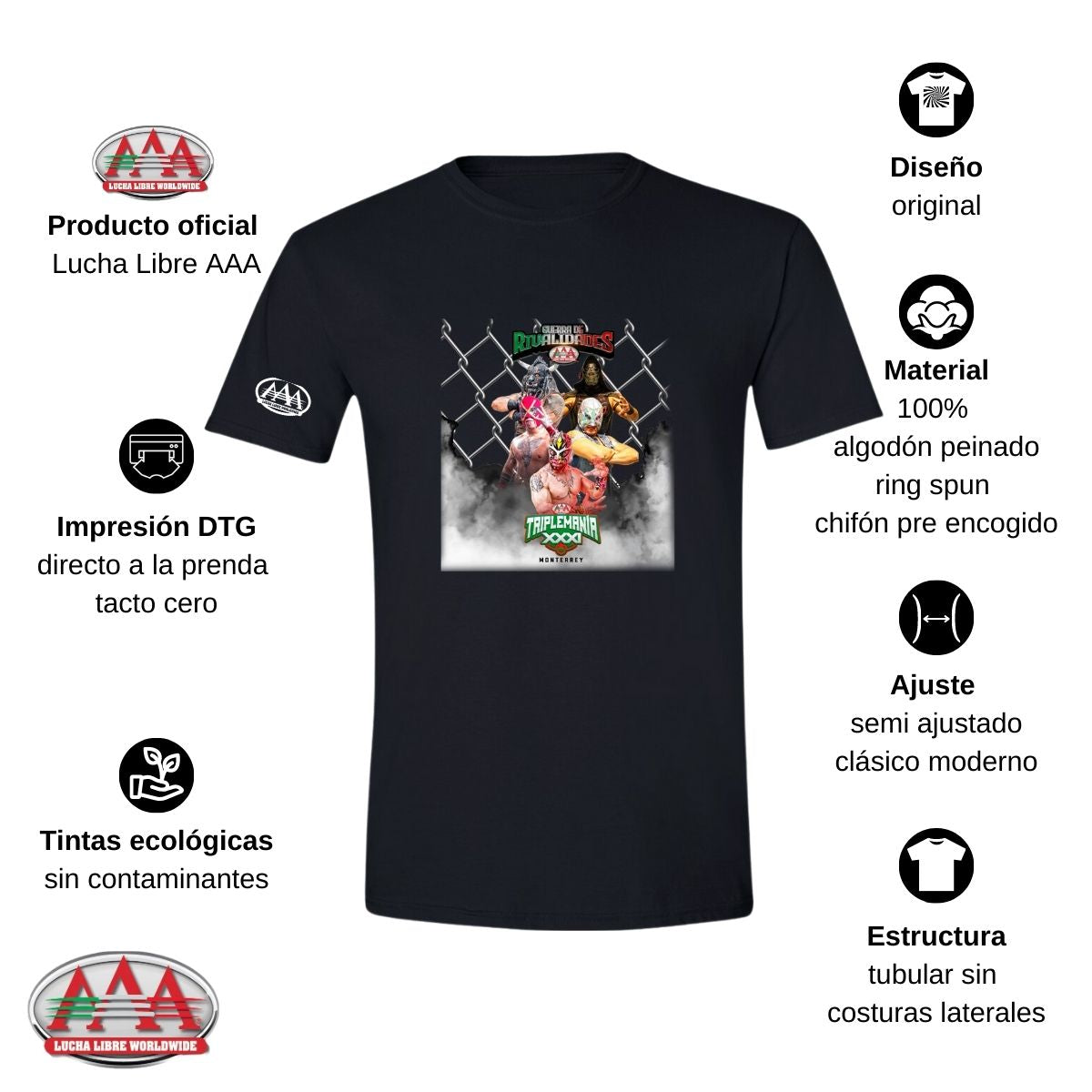 Playera Deportiva Hombre Lucha Libre Triplemanía 31 Mty AAA