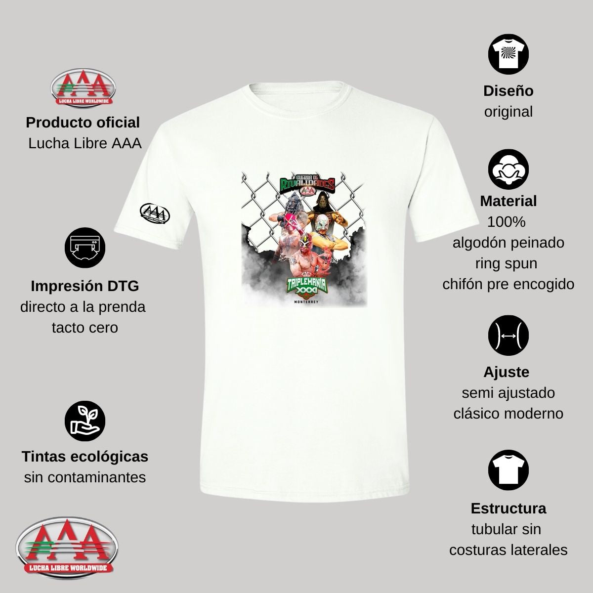 Playera Deportiva Hombre Lucha Libre Triplemanía 31 Mty AAA