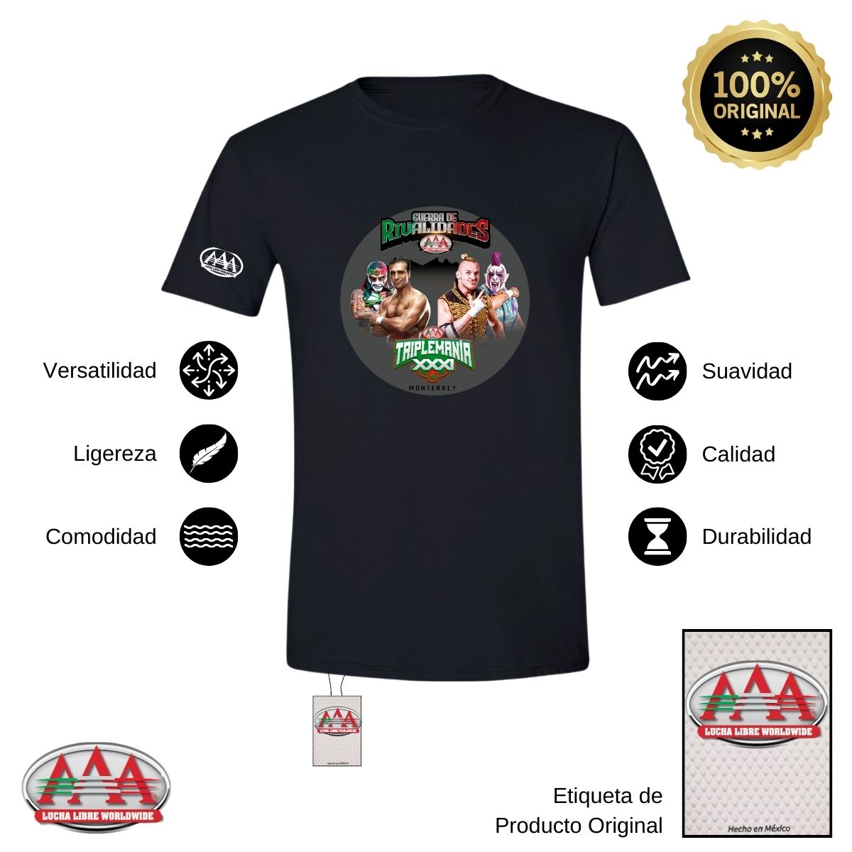 Playera Hombre Lucha Libre AAA Triplemanía XXXI Mty Guerra