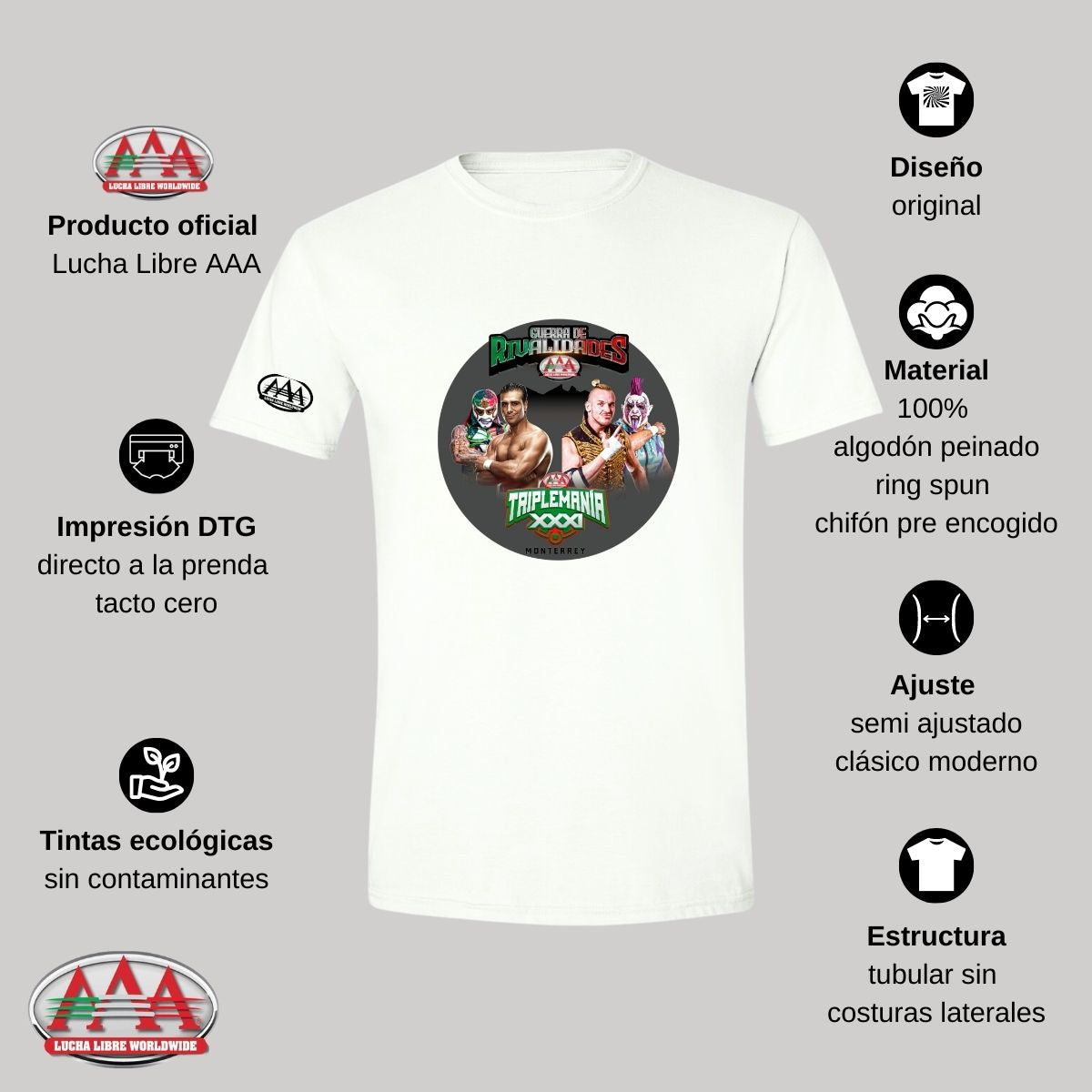 Jersey Playera Lucha Libre AAA Hombre Triplemanía XXXI Mty Guerra