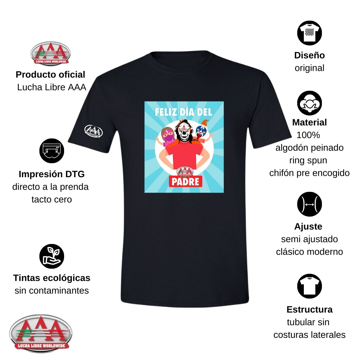 Playera Hombre Lucha Libre AAA Día del Padre Papá