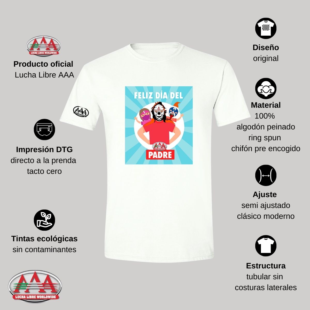 Playera Deportiva Hombre Lucha Libre AAA Día del Padre Papá