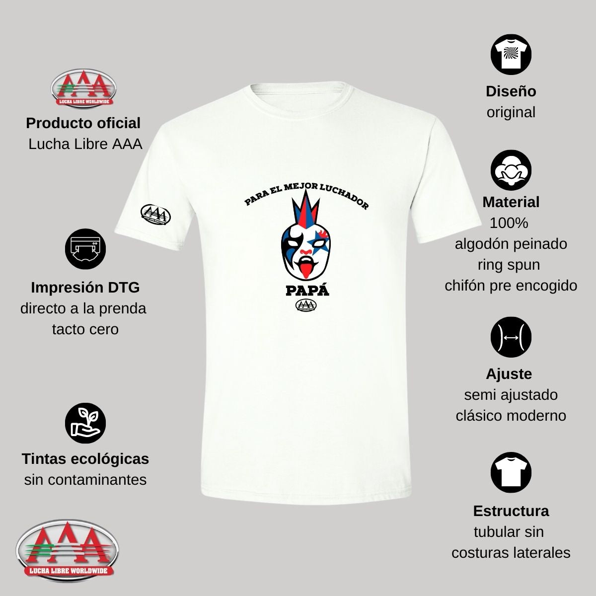 Playera Deportiva Hombre Lucha Libre AAA Día Padre Luchador