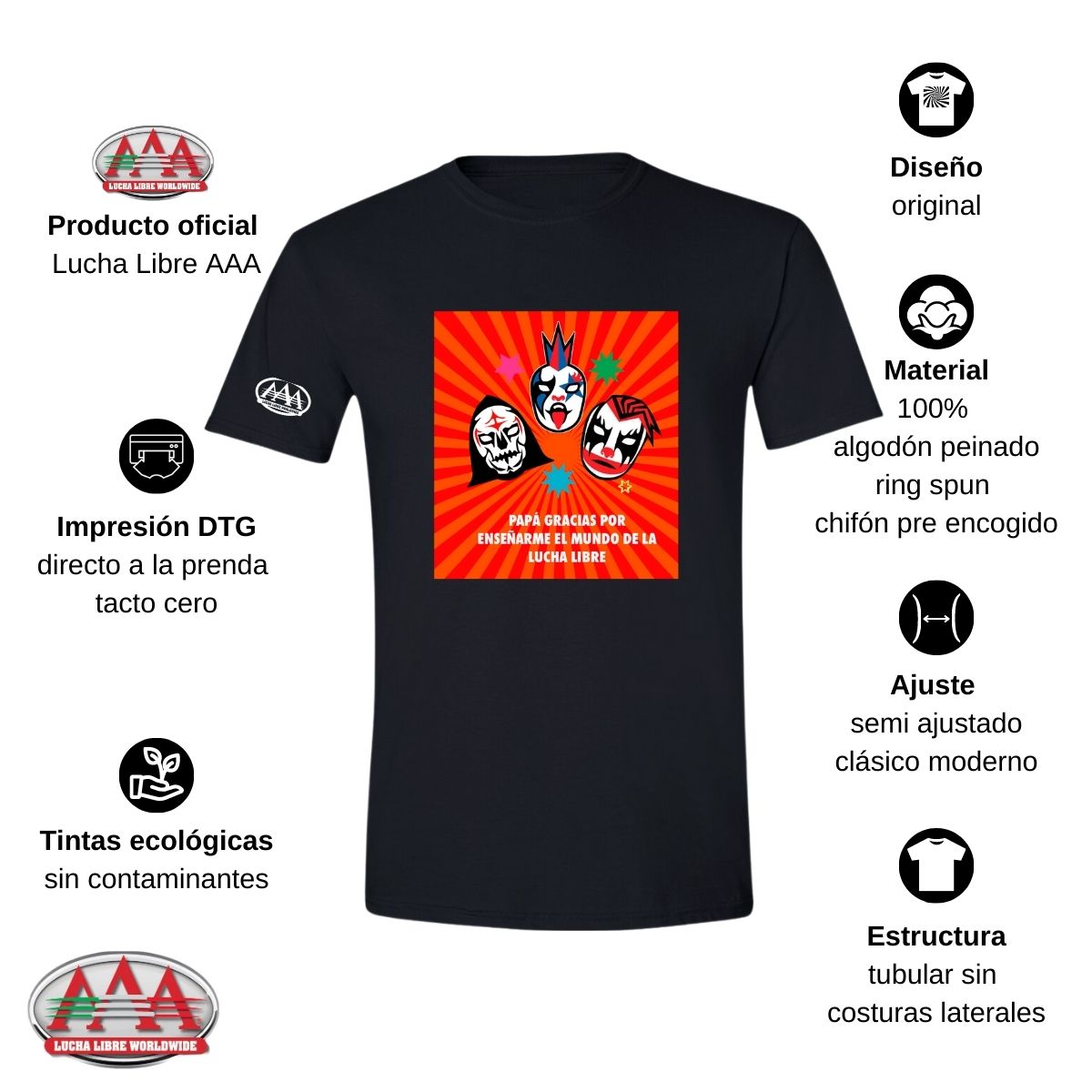 Playera Deportiva Hombre Lucha Libre AAA Día Padre Gracias