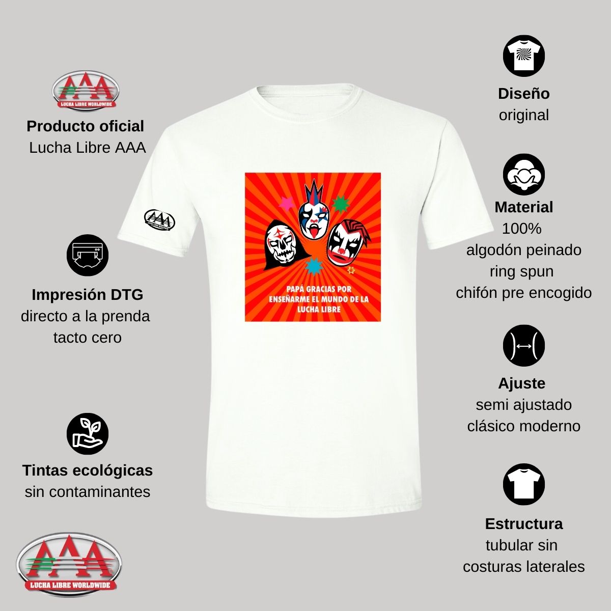 Playera Deportiva Hombre Lucha Libre AAA Día Padre Gracias