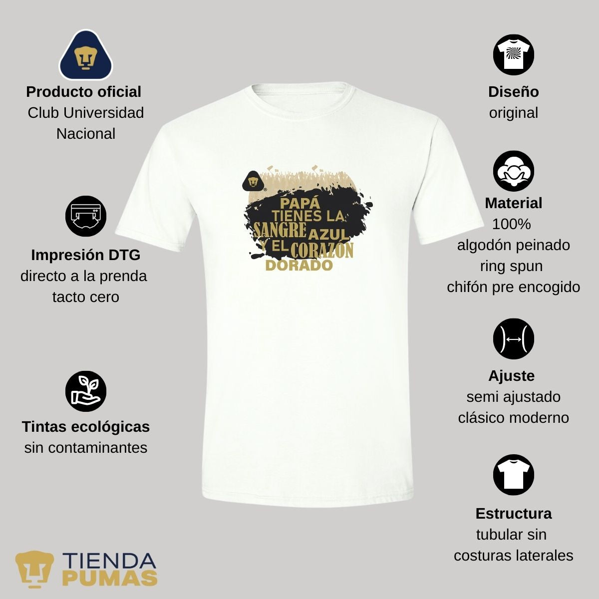 Playera Hombre Pumas UNAM Papá sangre azul