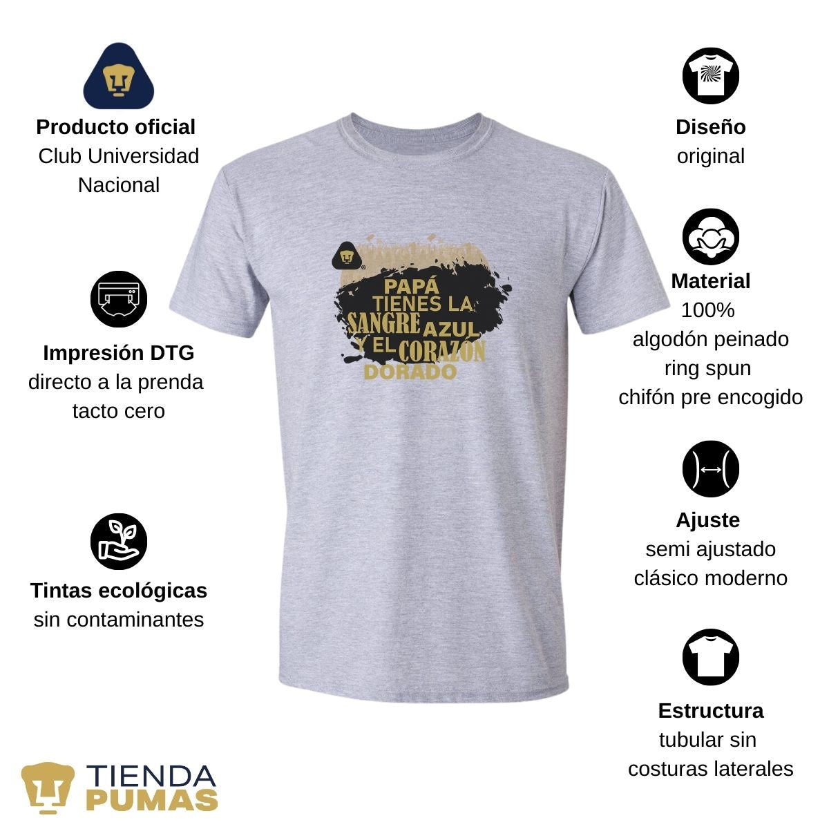 Playera Hombre Pumas UNAM Papá sangre azul