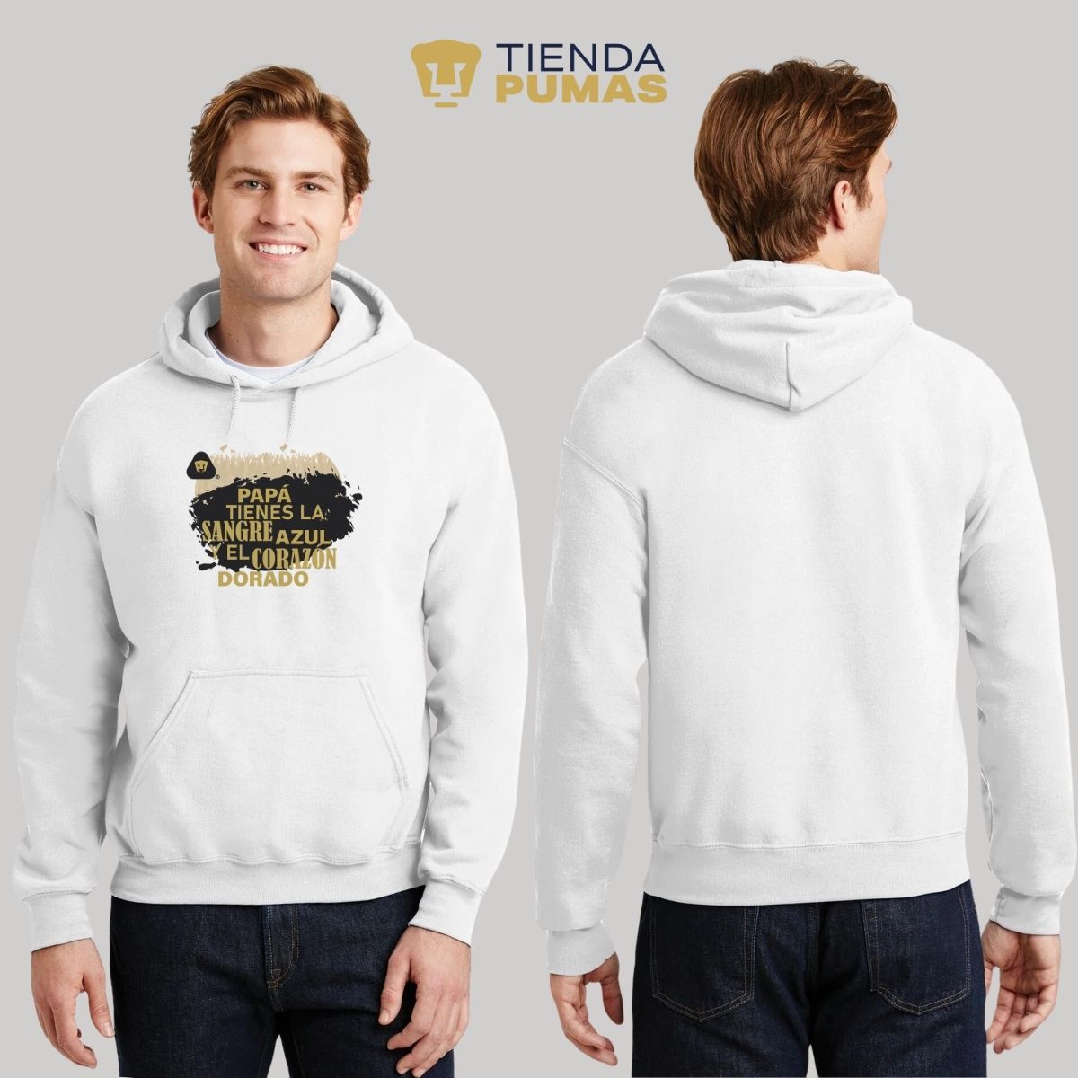 Sudadera Hombre Hoodie Pumas UNAM Papá sangre azul