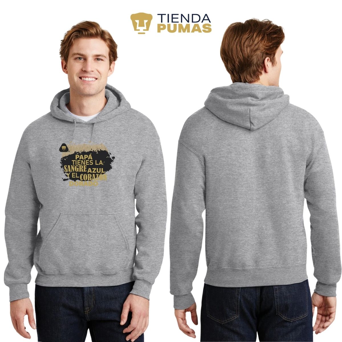 Sudadera Hombre Hoodie Pumas UNAM Papá sangre azul