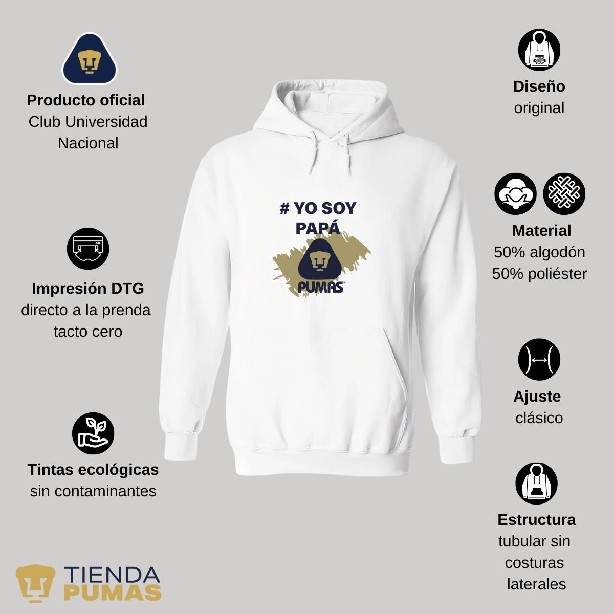 Sudadera Hombre Hoodie  Pumas UNAM Yo soy papá Pumas