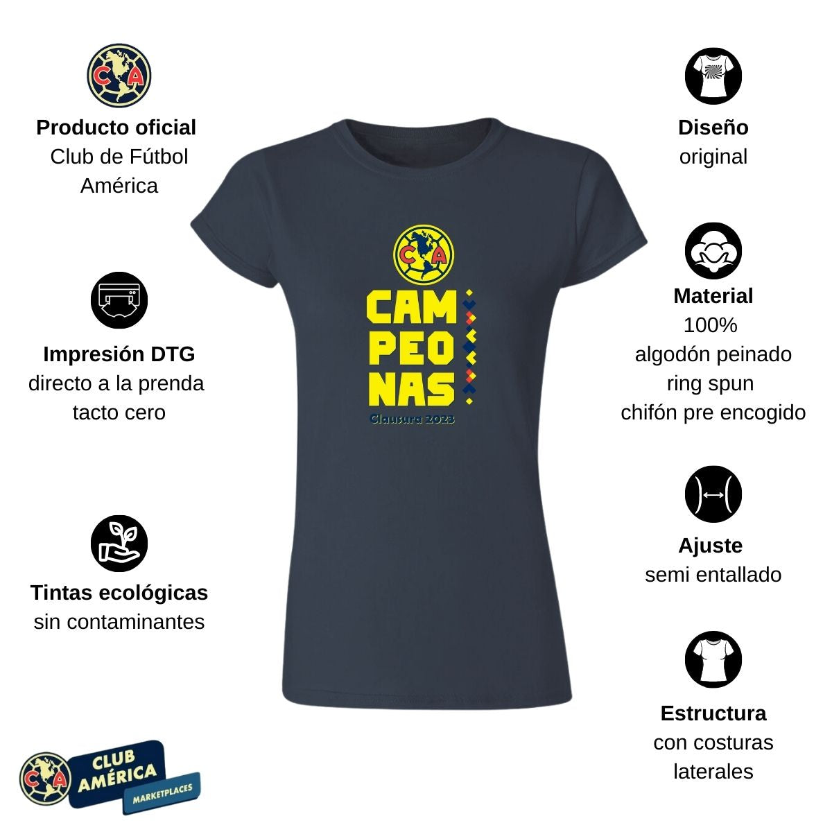 Playera Mujer América Campeonas Cl 2023