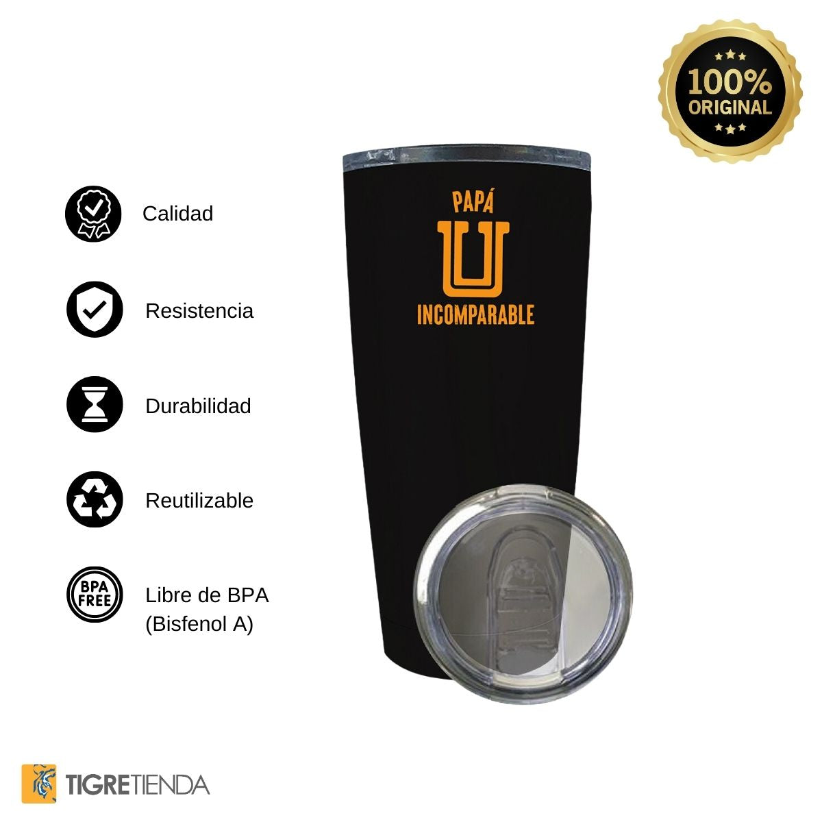 Termo Vaso Térmico Tigres 20 Oz Papá Incomparable OD77497