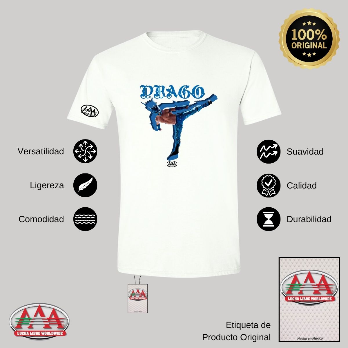 Playera Deportiva Hombre Lucha Libre AAA Drago