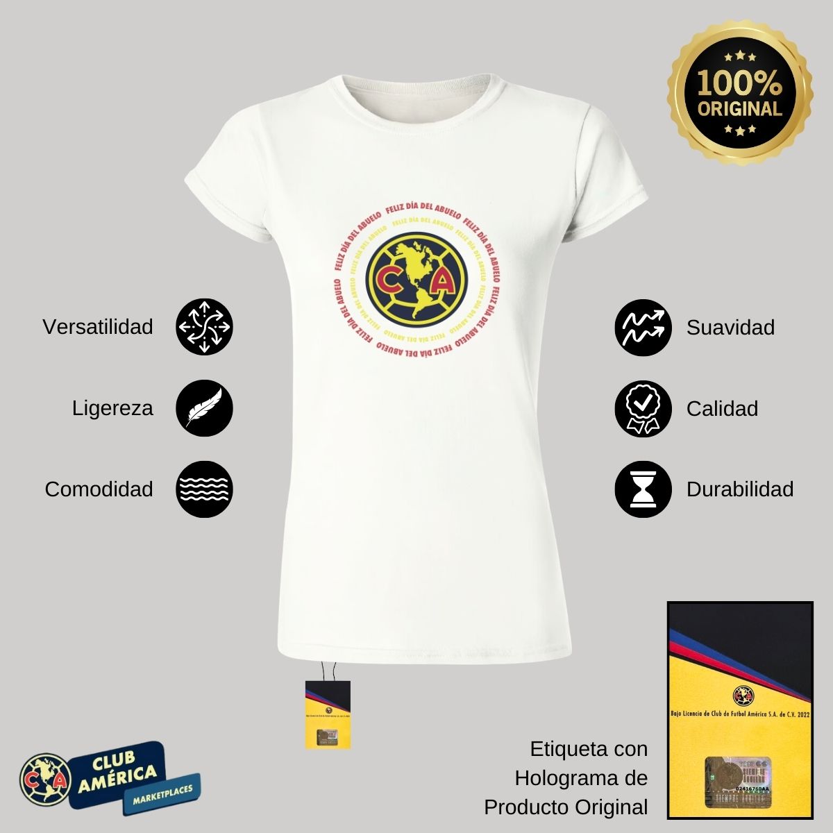 Playera Mujer América Logo Abuelo