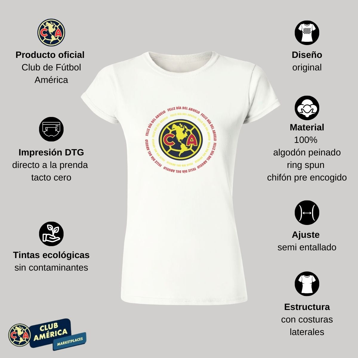 Playera Mujer América Logo Abuelo