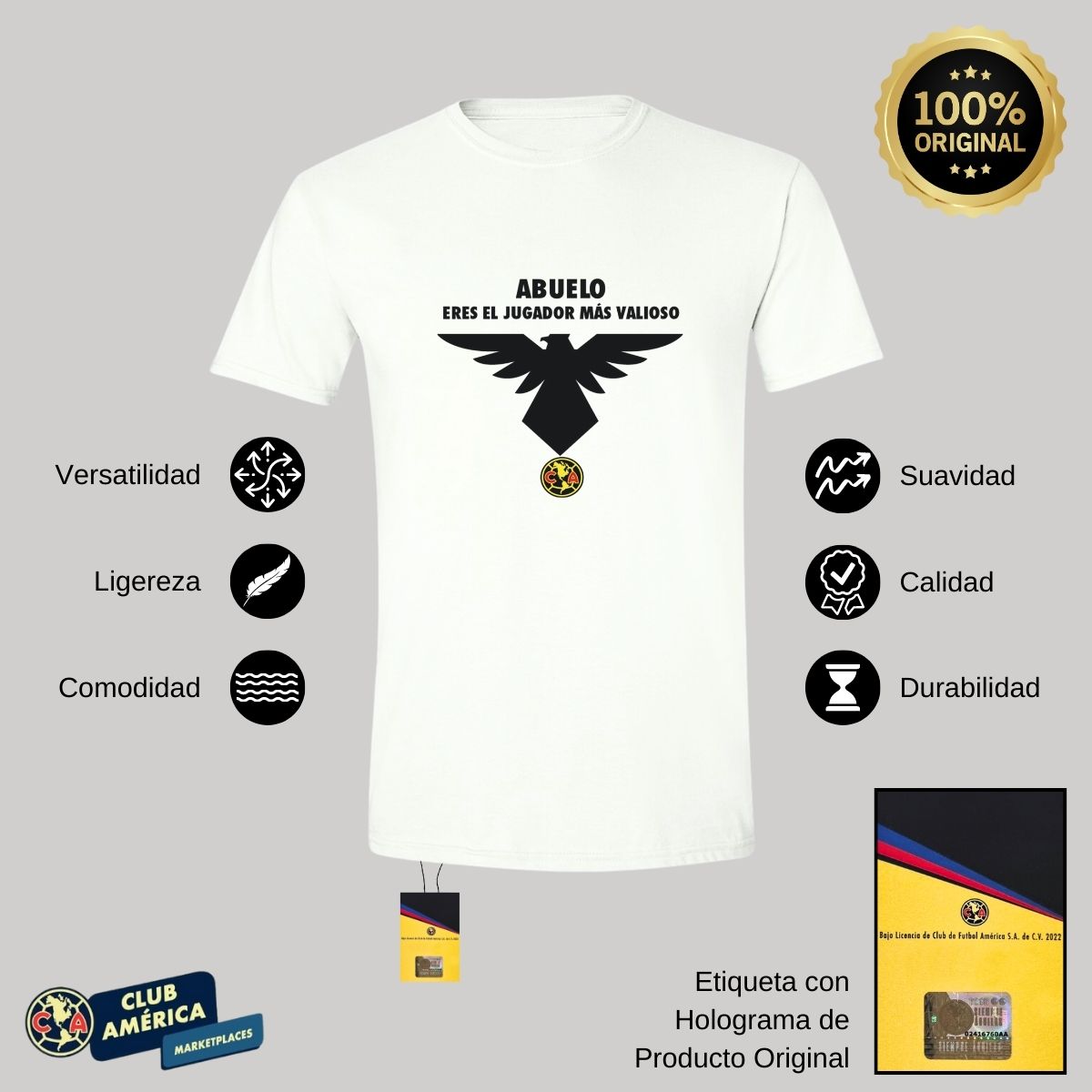 Playera Hombre América Abuelo Jugador Más Valioso