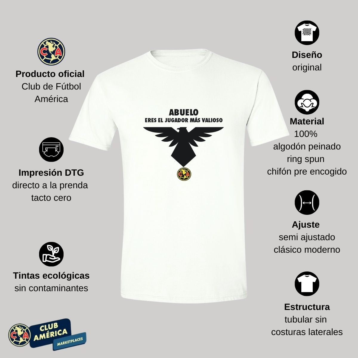 Playera Hombre América Abuelo Jugador Más Valioso