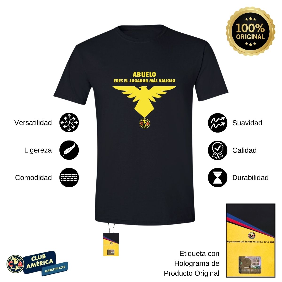 Playera Hombre América Abuelo Jugador Más Valioso