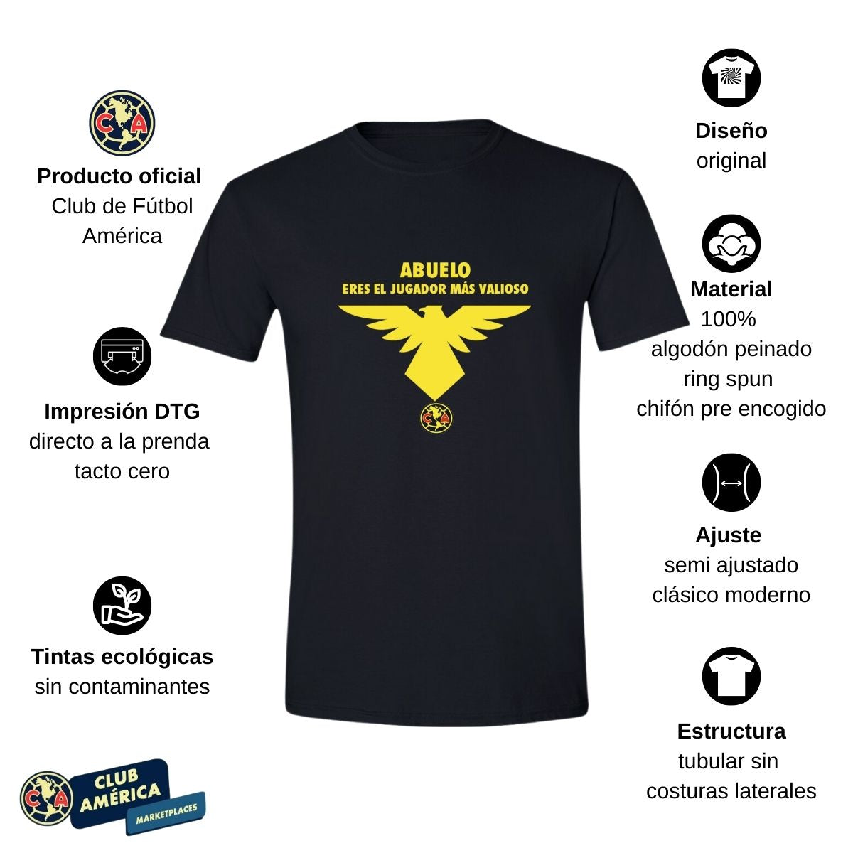 Playera Hombre América Abuelo Jugador Más Valioso