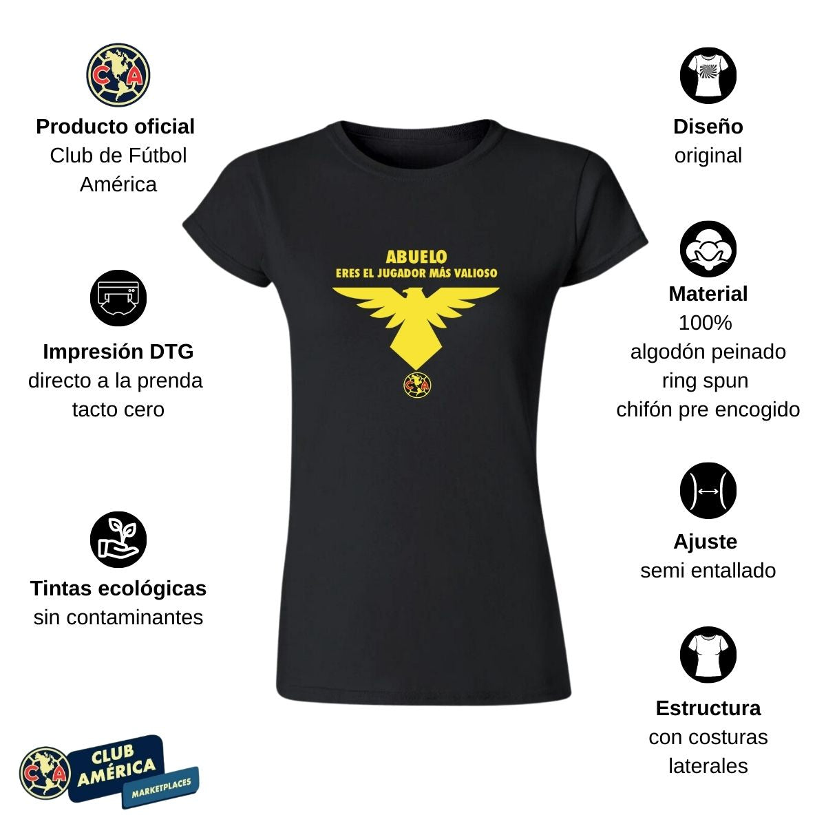 Playera Mujer América Abuelo Jugador Más Valioso