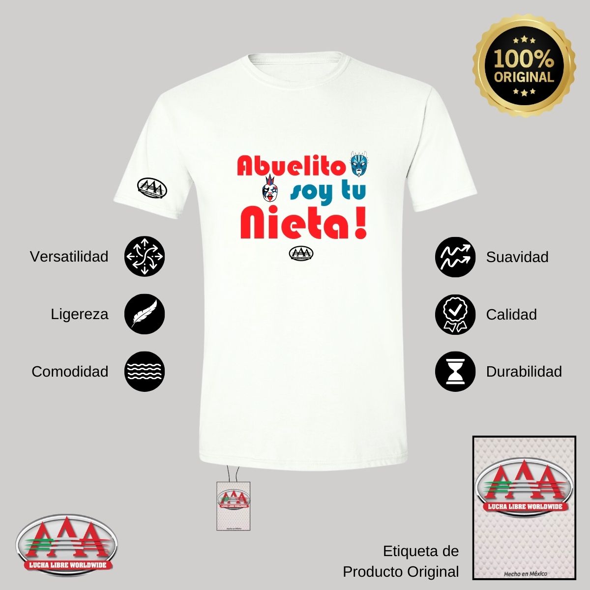 Playera Hombre Lucha Libre AAA ABUELITO SOY TU NIETA