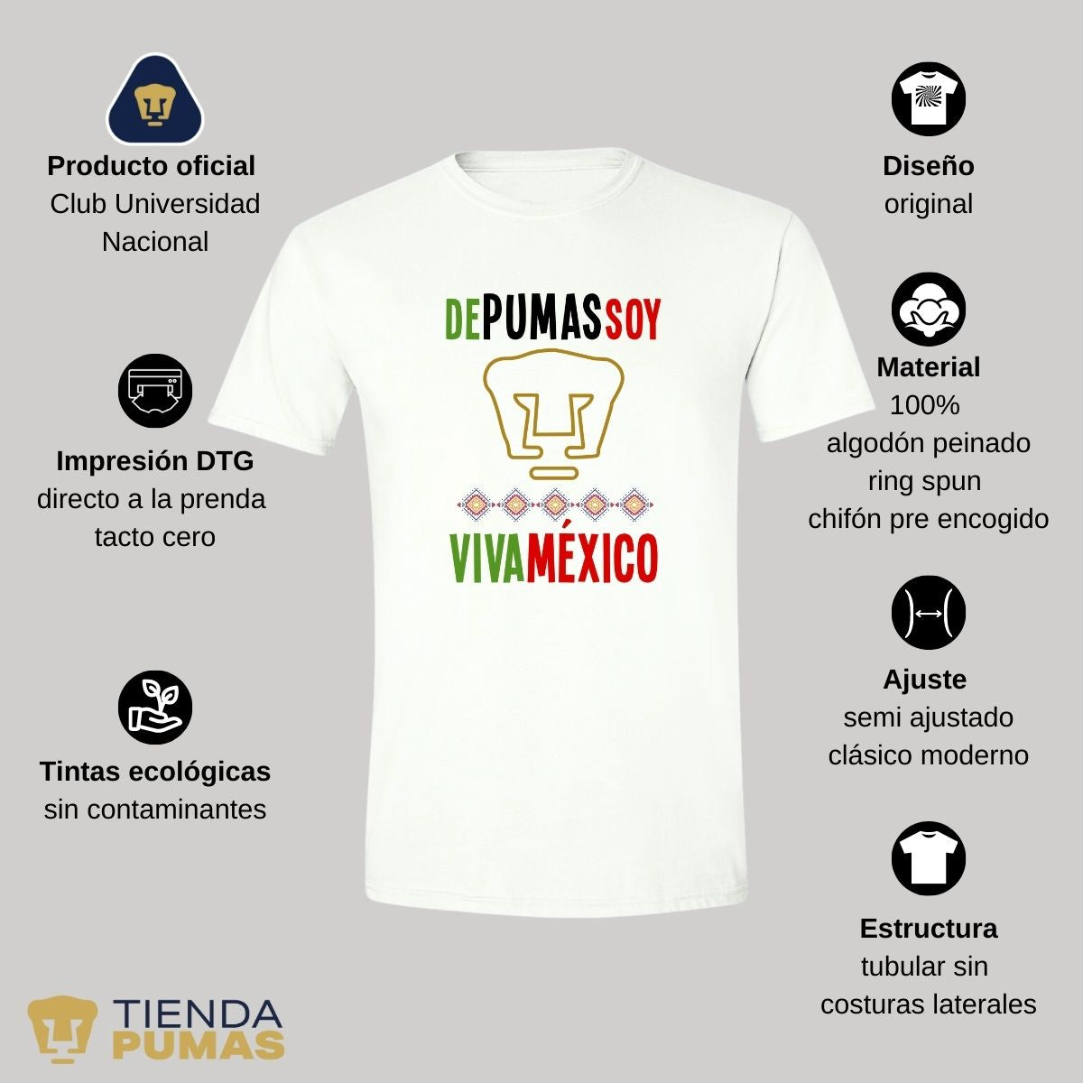 Playera Hombre Pumas UNAM México De pumas soy