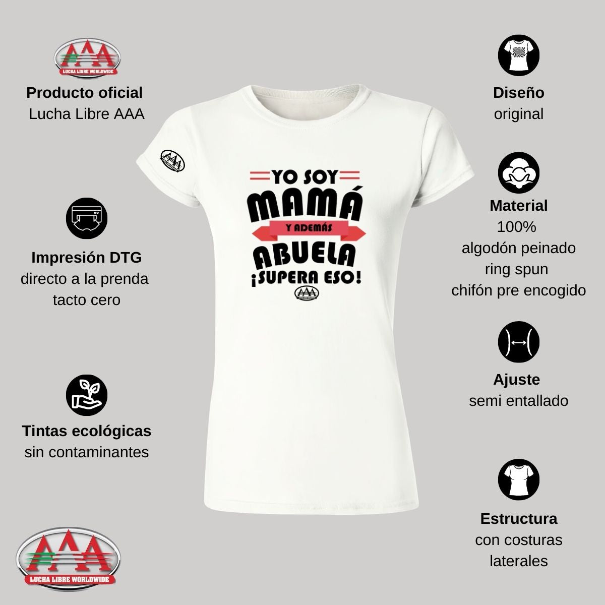 Playera Mujer Lucha Libre AAA GRAN MAMÁ Y ABUELA