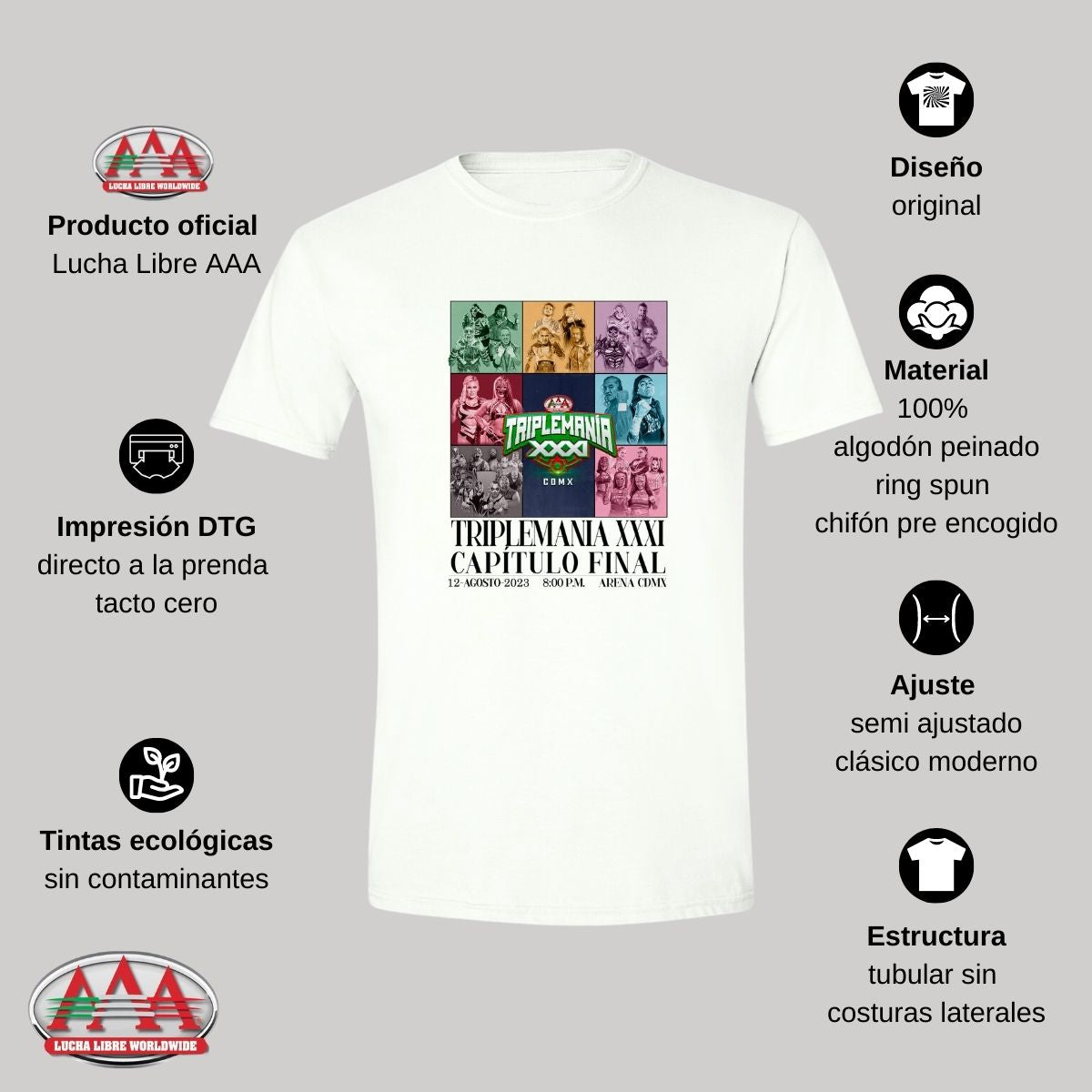 Playera Hombre Lucha Libre AAA Triplemanía XXXI