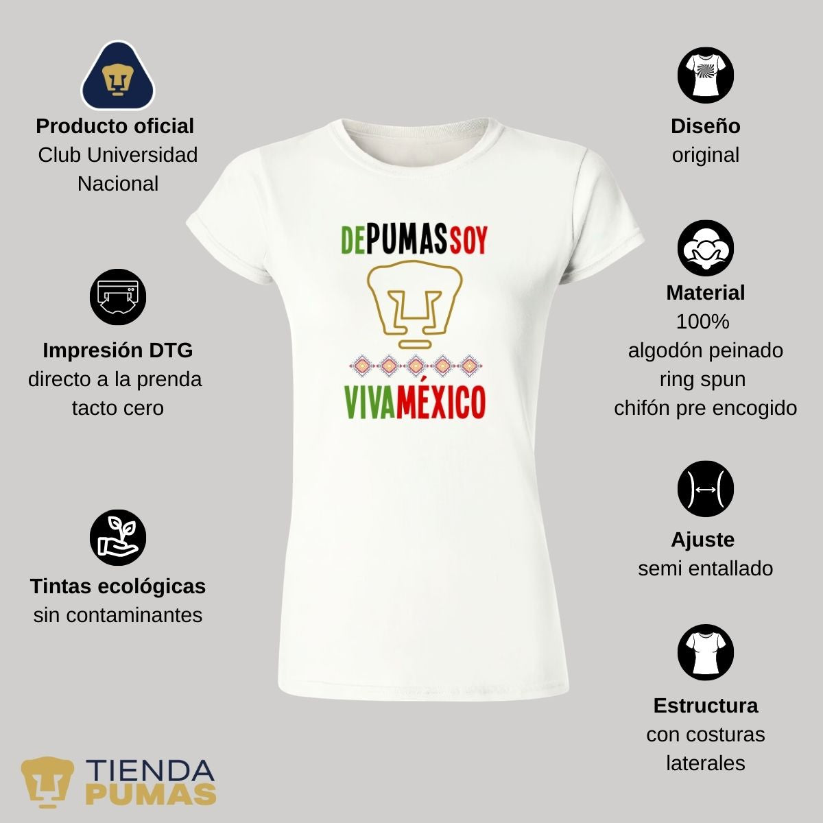 Playera Mujer Pumas  Mes Patrio