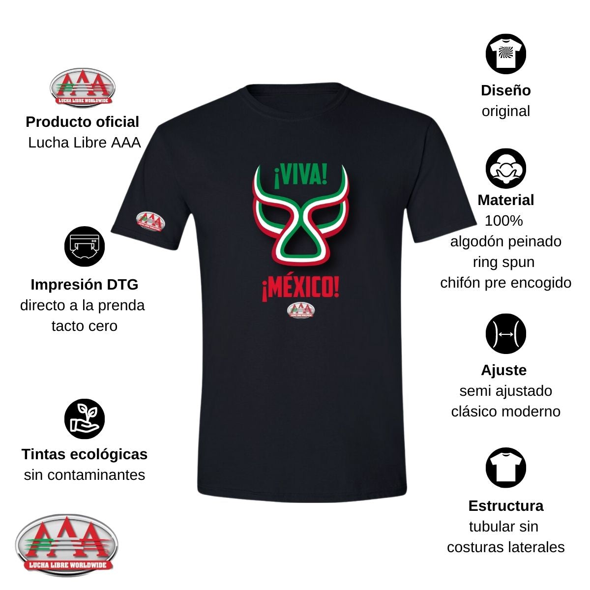 Playera Hombre Lucha Libre AAA  Máscara México