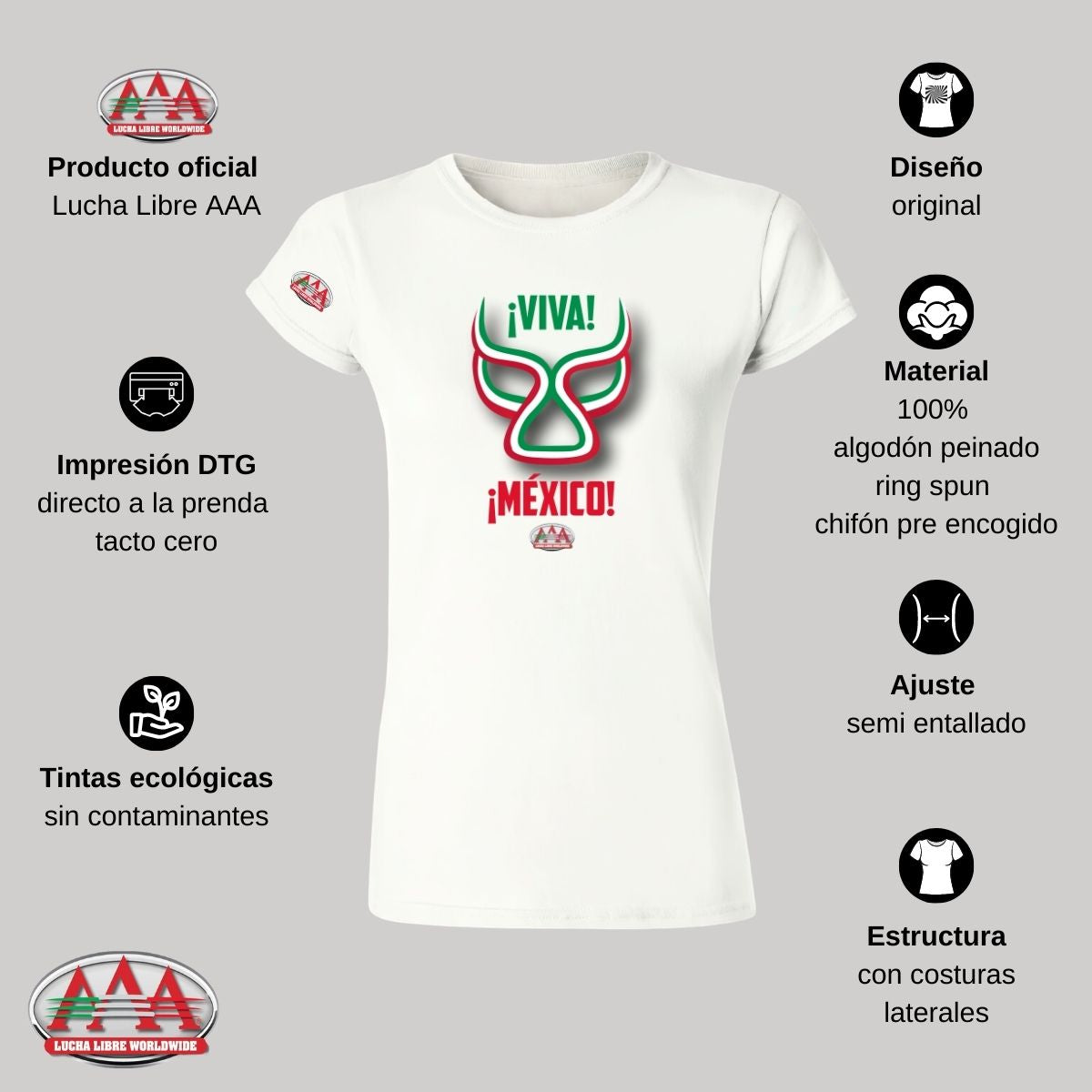 Playera Mexicana Mujer Lucha Libre AAA Máscara