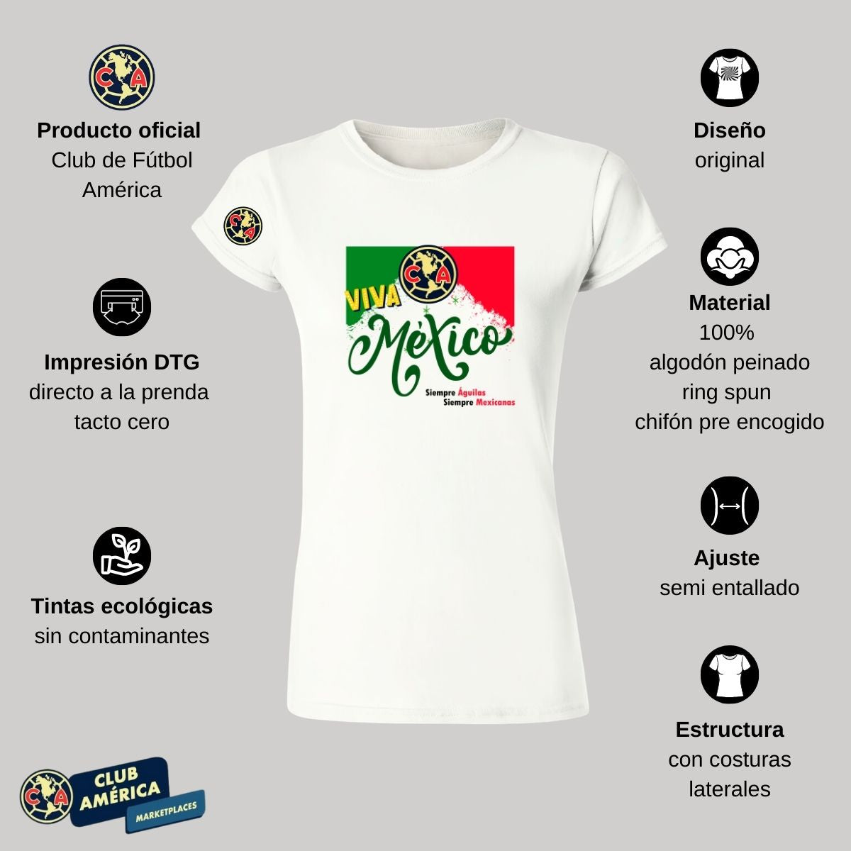 Playera Mexicana Mujer América Viva México