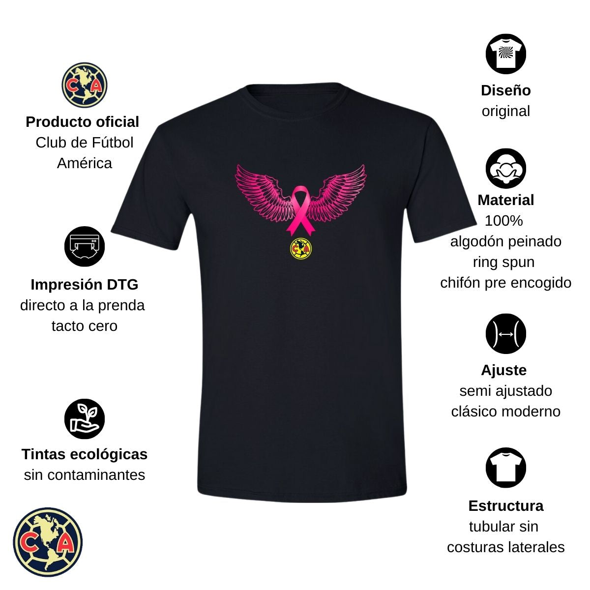 Playera Rosa Hombre América Vs Cáncer Mama