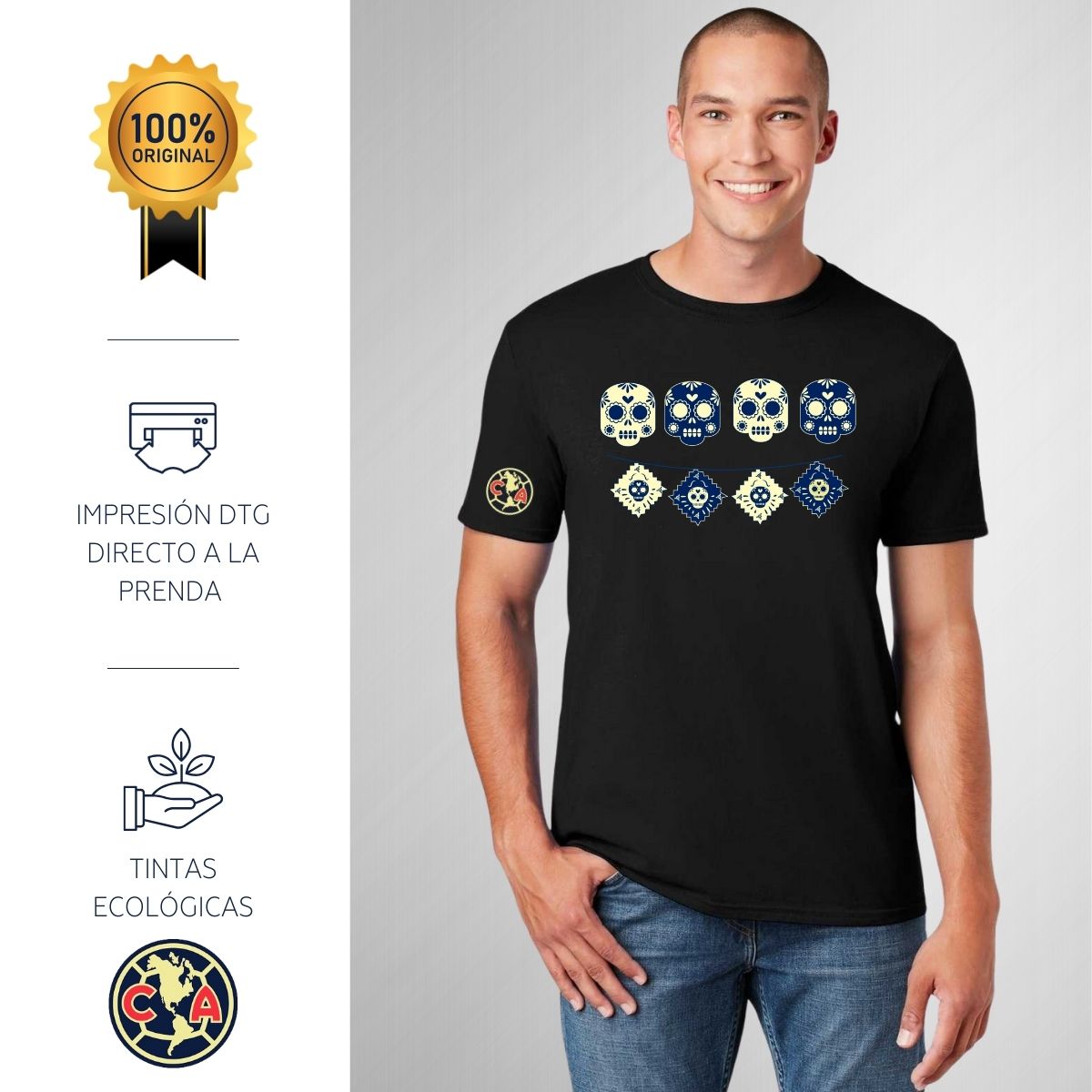 Playera Día de Muertos Hombre América Calavera